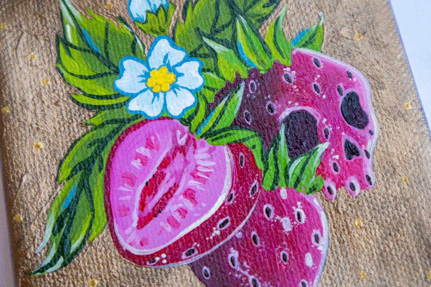 Skull Strawb Acrylic Painting