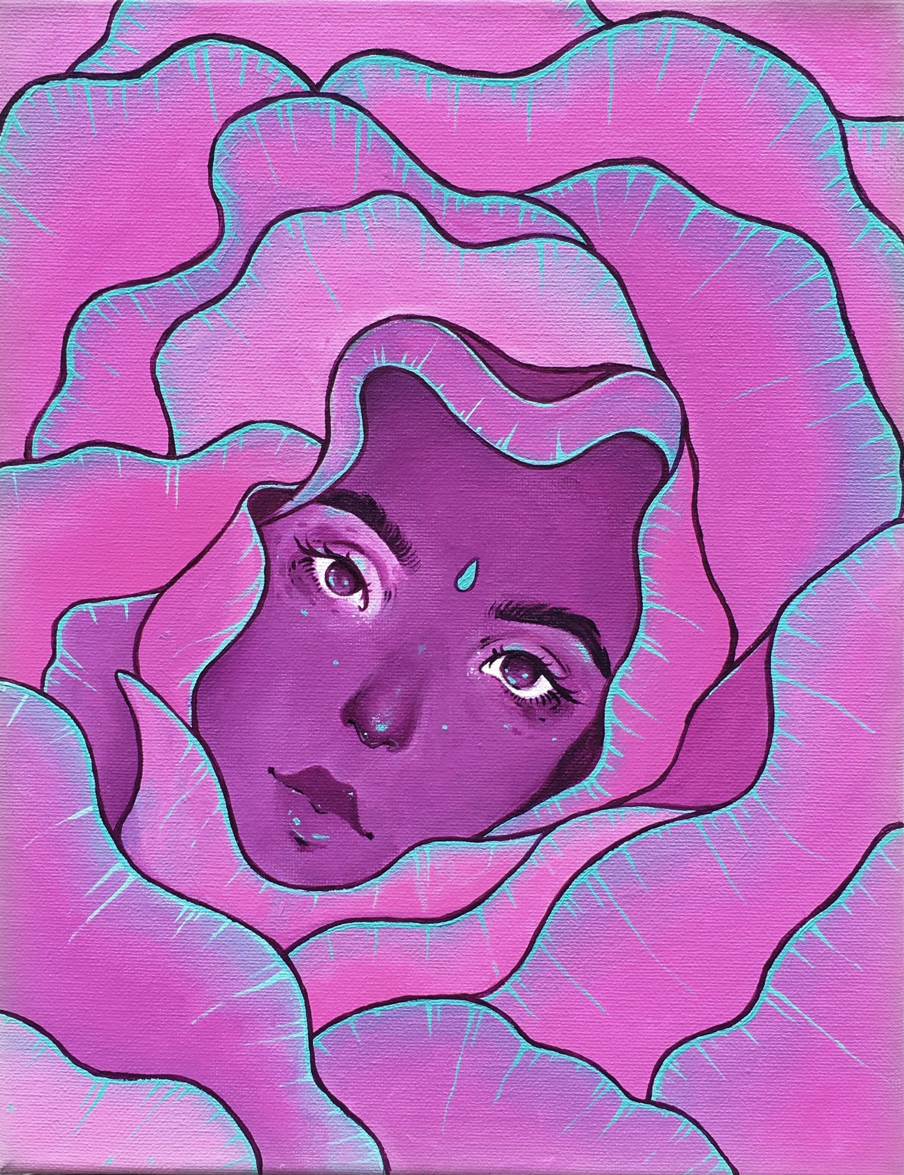 Flora Acrylic painting rose floral nature piece