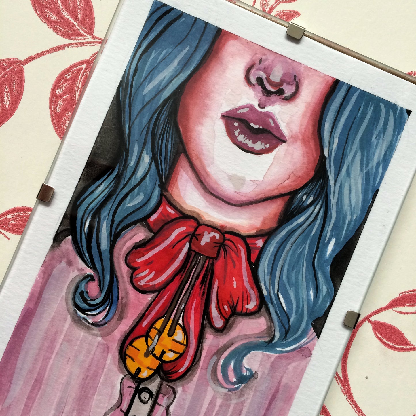 Ribbons and Bells Gouache Painting