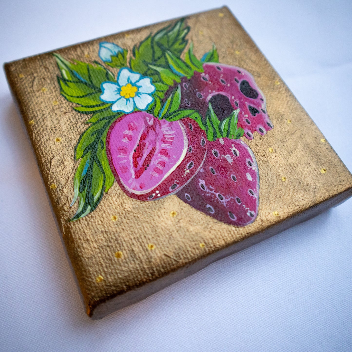 Skull Strawb Acrylic Painting